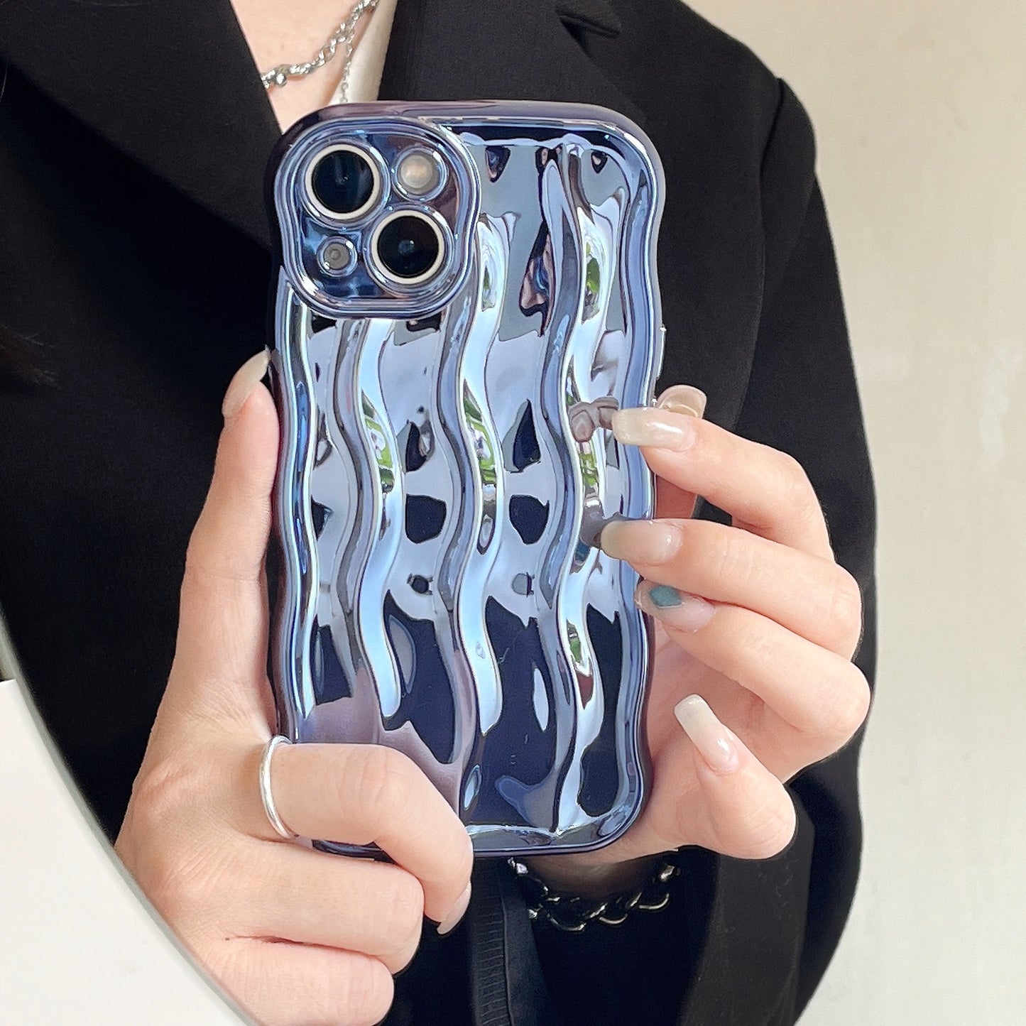 Electroplating Water Ripple Suitable Phone Case Solid Color