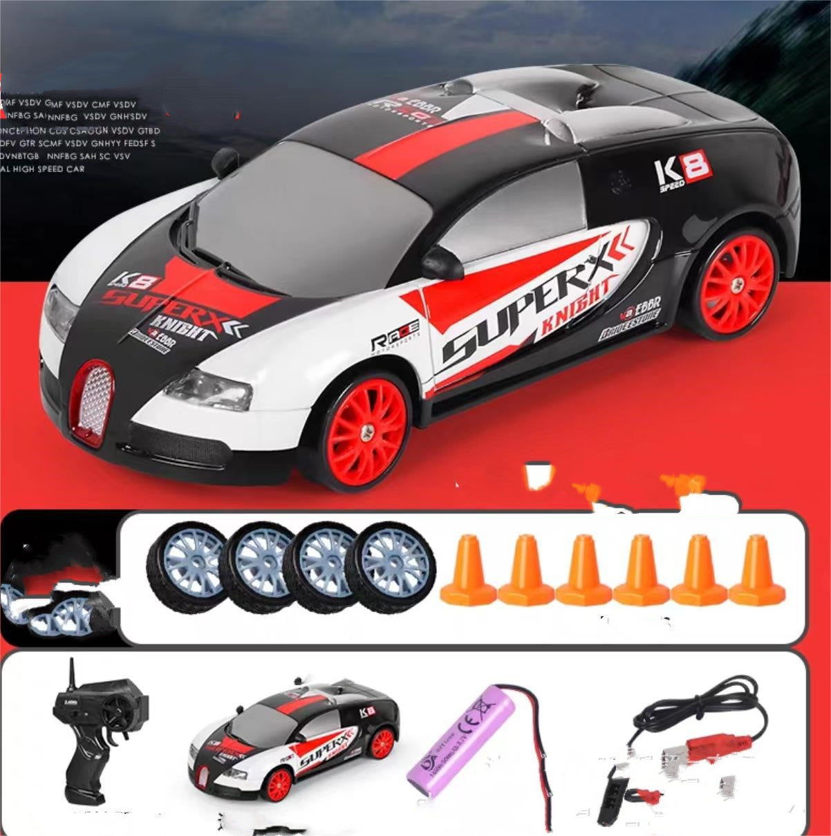 2.4G 4WD RC Drift Car With Changeable Tires Included