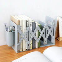 Retractable Bookends For Shelves Book Support Stand Adjustable Bookshelf With Pen Holder Desk Organizer Office Accessories