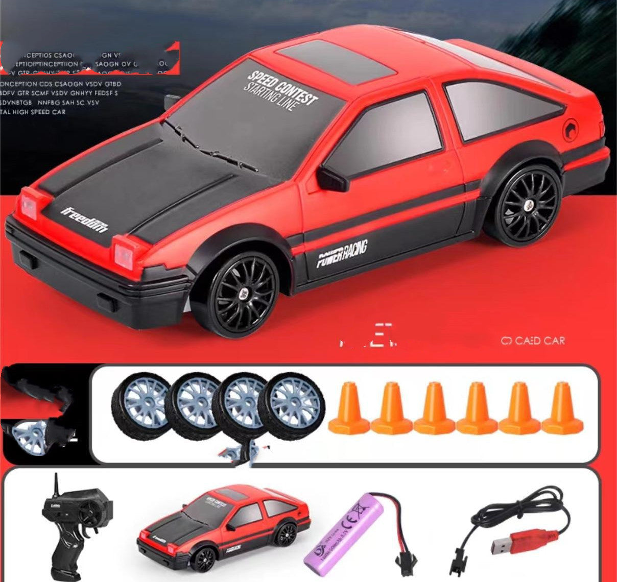 2.4G 4WD RC Drift Car With Changeable Tires Included