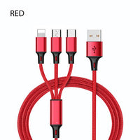 3 In 1 USB Cable For IPhone, Micro USB Cable For Android, USB TypeC For Other Mobile Phones