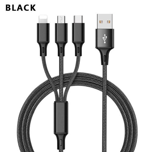 3 In 1 USB Cable For IPhone, Micro USB Cable For Android, USB TypeC For Other Mobile Phones