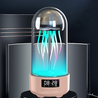 Creative 3in1 Colorful Jellyfish Lamp With Clock Bluetooth Speaker