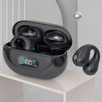 Bone Conduction Headphones, Ear Clip Bluetooth 5.3 Touch Wireless In-Ear Bass HIFI Sports Headset